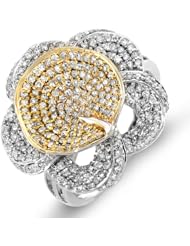 1.25 Carat (ctw) 14k White & Yellow Gold Round Diamond Ladies Flower Cocktail Ring 1 1/4 CT