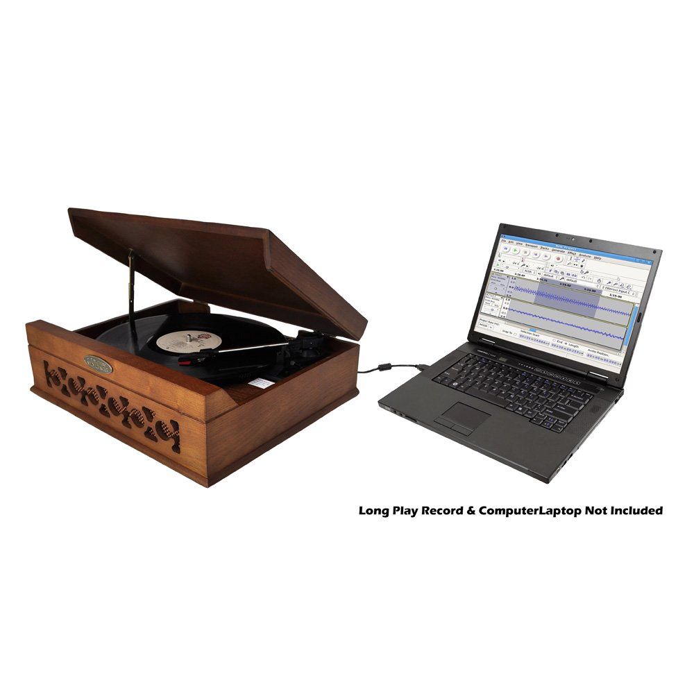 Pyle Home PVNTT6UMT Vintage Style Phonograph/Turntable with USBToPC