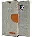 Galaxy Note FE/Note 7 Case, [Drop Protection] GOOSPERY Canvas Diary [Denim Material] Wallet Case [Card Slots] Flip Stand Diary Cover TPU Casing for Samsung Galaxy Note Fan Edition, Gray/Camel
