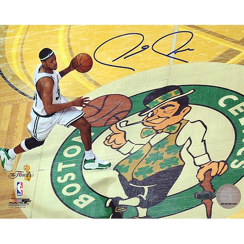 Steiner Sports NBA Paul Pierce Dribble Over Celtics Logo Autographed 8-by-10-Inch Photograph