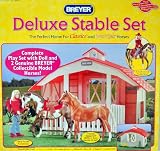 Breyer Deluxe Stable Set, Includes Horse Barn, Doll plus full outfit, 2 Genuine Breyer Collectible Model Horses and Western Bridle, Saddle and Pad, 12 pieces total