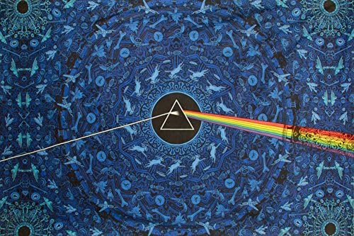 Sunshine Joy® 3D Pink Floyd Blue Lyrics Tapestry Wall Hanging Trippy Table Cloth Magical Dorm Decor - Huge 60x90 Inches