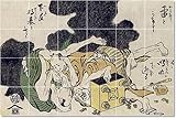Katsushika Hokusai Ukiyo-E Tile Mural Interior Renovations Idea. 17x21.25 in. (20) 4.25x4.25 tiles.