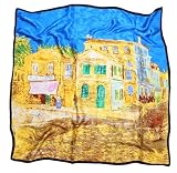 Prettystern - 90cm Square 100% Silk Scarf with Art Print - van Gogh - The yellow house (Vincents House)