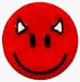 Devil Happy Face - Embroidered Iron On or Sew On Patch (Devil Smiley Face / Evil)