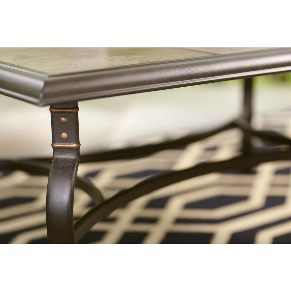 Belleville FTS80721 Ceramic Tile Top Outdoor Patio Rectangular Coffee Table, UV Weather