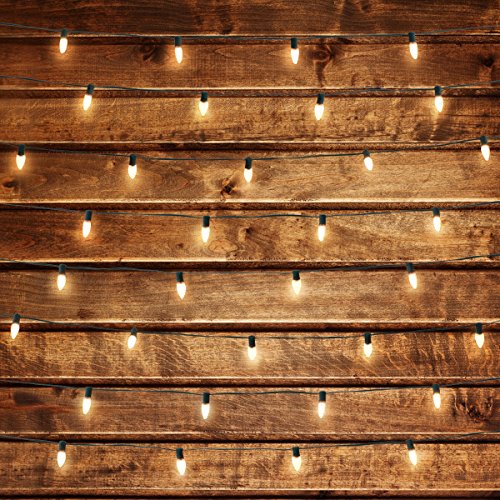 SLZ Outdoor String Lights 25ft Long with 20 E12 Dropped Sockets - Included 25 C7 LED bulbs, Outdoor and Indoor USE