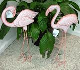 Pink Flamingo Yard Garden Art Staute Set of 2
