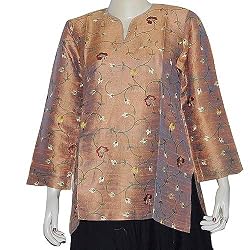 Kurti Rust Womens Top India Clothing Ladies Summer Fashion Embroidery Size S