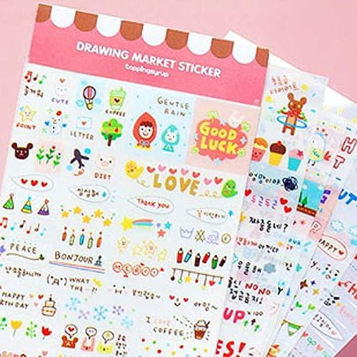6 Sheets Diary Decoration Scrapbooking Stickers Transparent PVC Stationery Planner Stickers Post