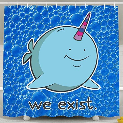 We Exist Narwhal Shower Curtains 60*72inch For Home / Traval / Hotel With Hooks
