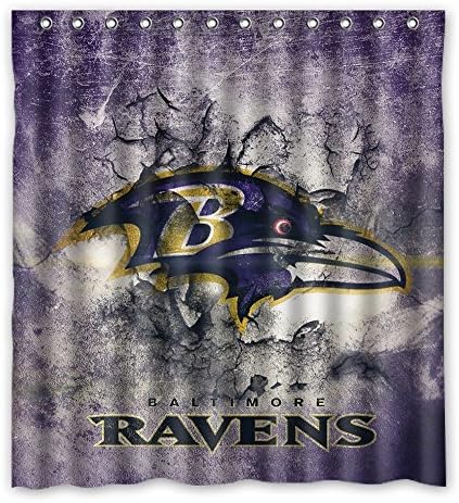 SANMOU Custom NFL Baltimore Ravens Shower Curtain Waterproof Polyester Bathroom 66" x 72"