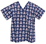 UA Logo University of Arizona Wildcats Scrub Top Shirt-Size MED- 100% Natural Cotton - NOT a CHEAP BLEND - For HIM or HER
