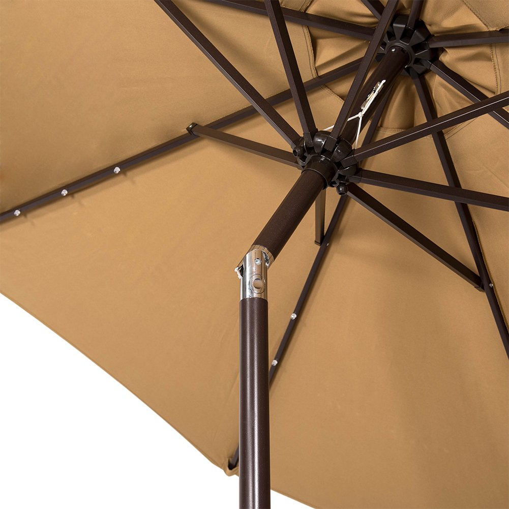 Sundale Outdoor Solar Powered 32 LED Lighted Patio Umbrella Table Market Umbrella with Crank and