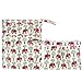 Damero 2pcs Travel Wet and Dry Bag, Reusable Wet Bags Organizer with Two Zippered Pocket for Cloth Diaper, Pumping Parts, Swimsuit and Gym, Elephants