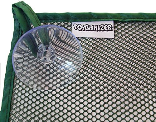 Toyganizer Bath Toy Organizer + 2 Bonus Strong Hooked Suction Cups, Green