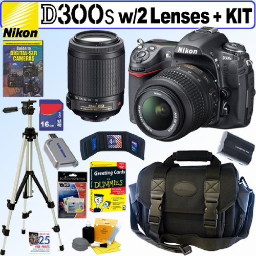 Nikon D300s 12MP CMOS Digital SLR Camera with 18-55mm f/3.5-5.6G AF-S DX "VR" and 55-200mm f/4-5.6G ED IF AF-S DX "VR" Zoom-Nikkor Lens + 16GB Deluxe Accessory Kit