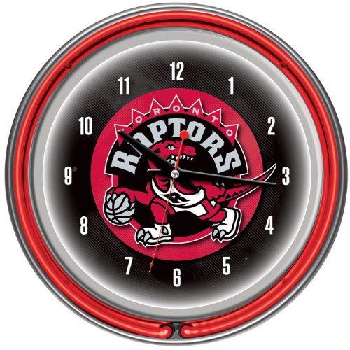 NEW Toronto Raptors NBA Chrome Double Ring Neon Clock (Game Room Products)