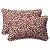 Pillow Perfect Decorative Red/White Damask Toss Pillows, Rectangle, 2-Pack