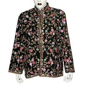 Ladies Jacket Vests Outerwear Wool Fabric Hand Embroidery Evening Dress Size L by ShalinCraft