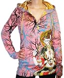 CHRISTIAN AUDIGIER Don Ed Hardy Womens Platinum Buddha Flower Tunic Hoodie Shirt Hooded