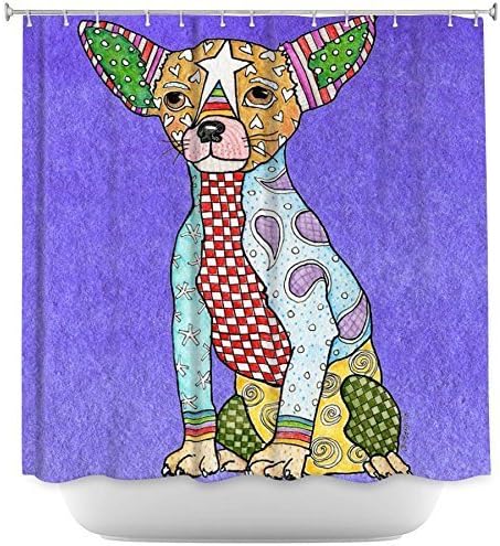Tea Nest Designs Mildew and Wrinkle Resistant Shower Curtains by Marley Ungaro Chihuahua Dog Indigo Bathroom Accessories 66X72