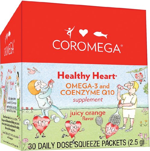 Coromega Healthy Heart, Omega-3 and Coenzyme Q10 Supplement, 30-Count Squeeze Packets Coromega 