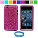 Premium Two Piece Pink Diamond Rhinestone Design Protective Cover Case for Apple iPod Touch 4th Generation (8GB 16GB 32GB) iPod Touch 4 Latest Gen + SumacLife TM Wisdom Courage Wristband, Pink Diamond