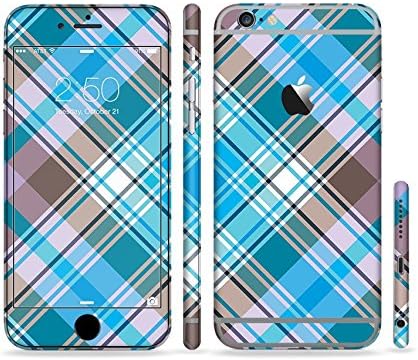 The Gray &amp; Bright Blue Plaid Layered Pattern V5 Skin Set for the iPhone 6 Skin
