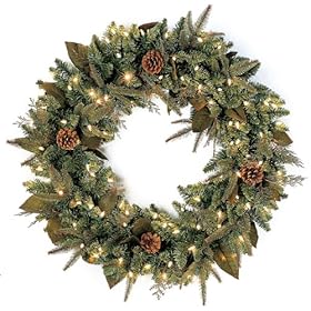  30 inch Pre-Lit Green River Spruce Artificial Christmas Wreath - Clear Lights