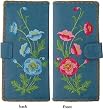 Papaver Flower Blue Embroidery Large Wallet