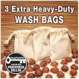 NaturOli Soap Nuts Wash Bags (Set of 3) Large, Extra-heavy-duty, Muslin, Double-Draw. UNPRINTED! No inks to come off in your wash.