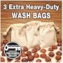 NaturOli Soap Nuts Wash Bags (Set of 3) Large, Extra-heavy-duty, Muslin, Double-Draw. UNPRINTED! No inks to come off in your wash.