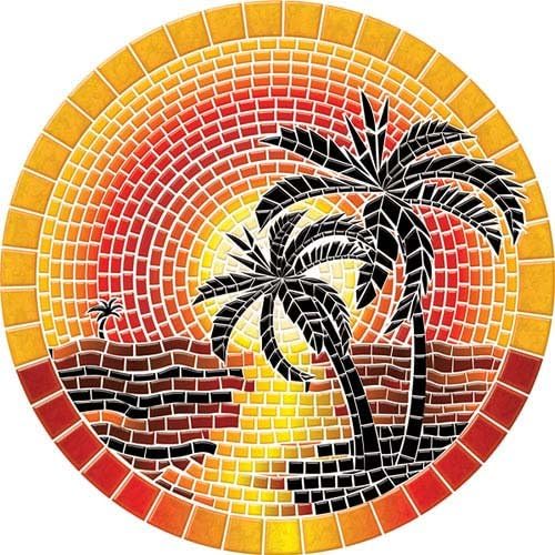Pool Mosaic Drop-In Underwater Swimming Pool Art - Island Sunset Palms