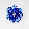 Mememall Fashion Blue Acrylic Flowers Rhinestone Center & Frayed Edge 1-3/4" Decorations 6pcs