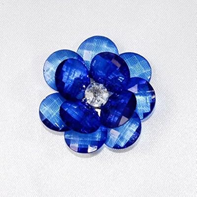 Mememall Fashion Blue Acrylic Flowers Rhinestone Center & Frayed Edge 1-3/4" Decorations 6pcs