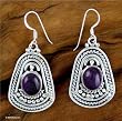 Amethyst earrings, 'Charm of India'