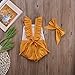 Baby Girls Lovely Ruffle Lace Collar Bodysuit with Headband (6M, Yellow)