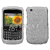 MyBat Silver W/ Full +Stones Hard Cover Case For BlackBerry Curve 3G 9330