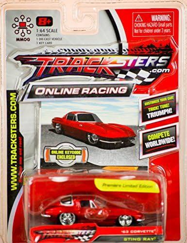 2008 - 10 Vox Ent / Jada Toys - Tracksters.com - Premiere Limited Edition - 1963 Chevrolet Corvette Sting Ray - Red - Item #LE002 - With Collector Card - New - MOC - Rare - Collectible