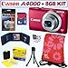 Canon PowerShot A4000 IS 16.0 MP Digital Camera with 8x Optical Image Stabilized Zoom (Red) + 8GB Accessory Kit