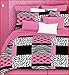 Veratex Stylish Pink Skulls Youth Micro-Fiber Fabric Patterned Bedroom Bed-In-A-Bag, Twin Size, Pink/Black/White