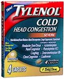 Lil' Drugstore Products Tylenol Cold (Head Congestion,Severe) Caplets,4-Count Boxes (Pack of 12)