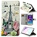 Galaxy Note 4 Case, Gift_Source Brand Slim PU Leather Wallet Book Cover with Stand Feature and Credit Card ID Holders For Samsung Galaxy Note 4 [SM-N910S / SM-N910C] (Eiffel Tower Red Flowers Building)+1 X Screen Protector + Stylus Pen