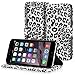 Fosmon CADDY-LEOPARD Leather Wallet Flip Cover Case for Apple iPhone 6 Plus (5.5