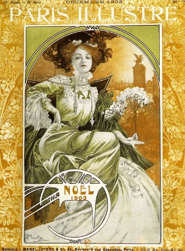 Paris Illustre Noel 1903 France French Lady Flowers By Alphonse Mucha Was a Czech Art Nouveau Painter and Decorative Artist 12