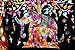 Marubhumi (TM) Tree of Life Psychedelic Good Luck Wall Hanging Elephant Tapestry, Multi/Black