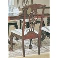 Set of 2 Chippendale Cherry Finish Wood Dining Chairs