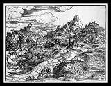 Domenico Campagnola (Landscape with a migratory family) Black Wood-Mounted Art Poster Print - 11