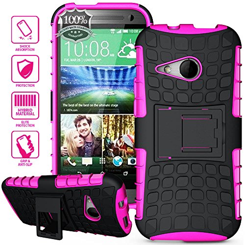 ElBolt TM 3 in 1 Bundle HTC One Mini 2 / HTC One Remix / HTC M8 Mini Armor Grenade Stand Hard Gel Case -Pink with Free Ultra-Sensitive Stylus Pen and Premium Screen Protector by ElBolt TM